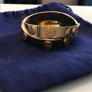Tory Burch double wrap logo bracelet gold metal